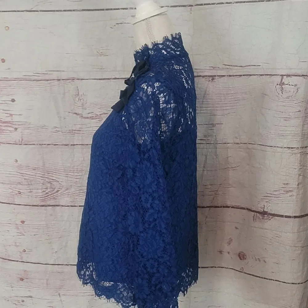 J. Crew Mockneck Top In Floral Lace Size 4 NWT